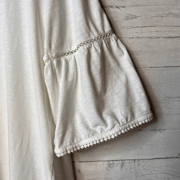 J Jill Tunic Top Womens Size XL Petite White Bohemian Fabric Button Detail - Picture 6 of 16